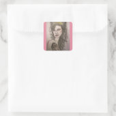 Sticker Carré fille aux cheveux de ruche priant (Sac)