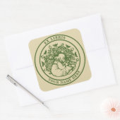 Sticker Carré Fille Avec Livre & Cat Ex Libris Modèle (Enveloppe)