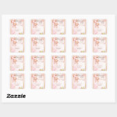 Sticker Carré Fille Baby shower ours (Feuille)