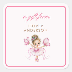 Sticker Carré Fille Ballerine Rose Fantaisiste