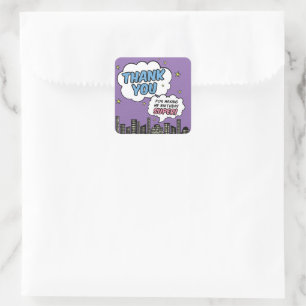 Sticker Carré Fille Bande Dessinée Super-héroïne Anniversaire Me