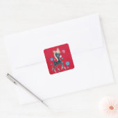 Sticker Carré Fille Bébé Âne Avec Fleurs (Enveloppe)