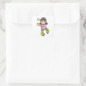 Sticker Carré Fille comme patineur avec patins et casque (Sac)