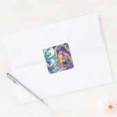 Sticker Carré Fille d'anime chantant clair de lune pixie mermaid (Enveloppe)