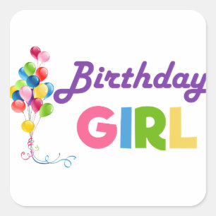 Sticker Carré Fille d'anniversaire