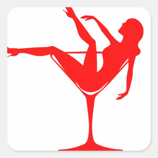 Sticker Carré Fille dans un verre à cocktails (Devant)