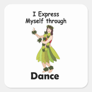 Sticker Carré Fille danseuse de hula s'exprimant à travers la da