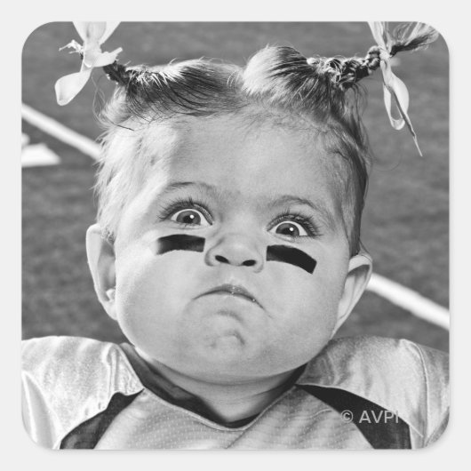 Sticker Carré Fille de football (Devant)