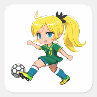 Sticker Carré Fille de football