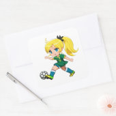 Sticker Carré Fille de football (Enveloppe)