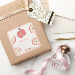 Sticker Carré Fille de mes rêves Baby Shower Rose
