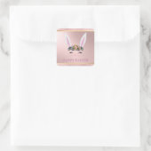 Sticker Carré Fille de Pâques Blush Lapin Floral Rose (Sac)