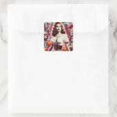 Sticker Carré Fille d'horreur rétro (Sac)