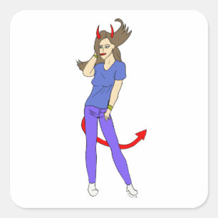 Sticker Carré fille diable