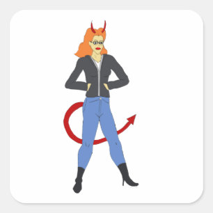 Sticker Carré fille diable