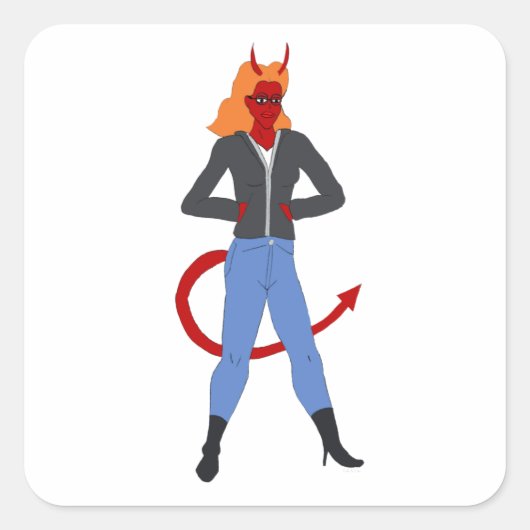 Sticker Carré fille diable (Devant)