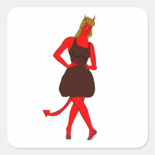 Sticker Carré fille diable
