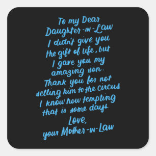 Sticker Carré Fille drôle en droit à ma chère fille en droit