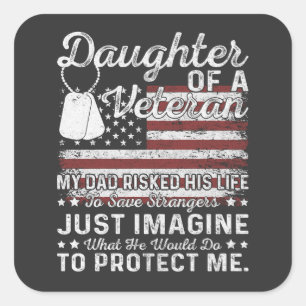 Sticker Carré Fille d'une famille militaire patriotique et vétér