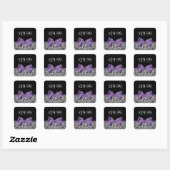 Sticker Carré Fille Empreinte de léopard tendance pourpre Bow Pr (Feuille)