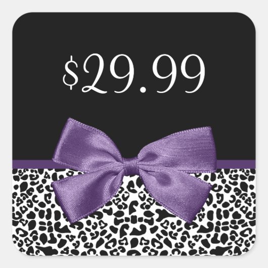 Sticker Carré Fille Empreinte de léopard tendance pourpre Bow Pr (Devant)