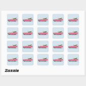 STICKER CARRÉ FILLE EN PINK CLASSIQUE CADDY NOËL BÂTIMENTS (Feuille)