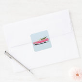 STICKER CARRÉ FILLE EN PINK CLASSIQUE CADDY NOËL BÂTIMENTS (Enveloppe)