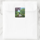 Sticker Carré Fille en robe blanche (Sac)