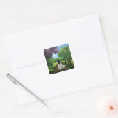 Sticker Carré Fille en robe blanche (Enveloppe)