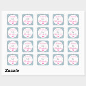 Sticker Carré Fille Glam rose et bleu clair Parties scintillant  (Feuille)