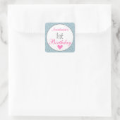 Sticker Carré Fille Glam rose et bleu clair Parties scintillant  (Sac)