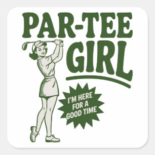 Sticker Carré Fille golfeuse drôle Par T-shirt fille pour les am