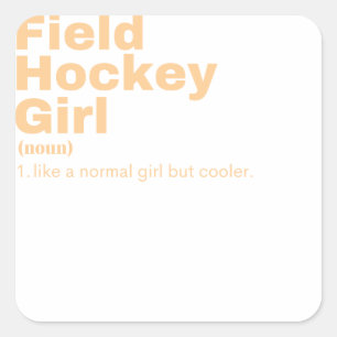 Sticker Carré Fille - Hockey sur gazon