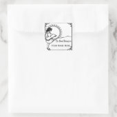 Sticker Carré Fille Lecture Art Nouveau Style Plaque de livre (Sac)