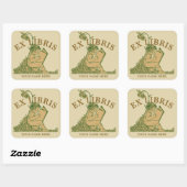 Sticker Carré Fille Lecture Livre En Fleurs Ex Libris Modèle (Feuille)