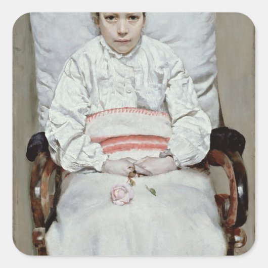 Sticker Carré Fille malade (Devant)