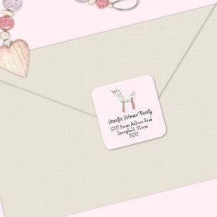 Sticker Carré Fille Mignonne Bébé Jouet Licorne Vintage Carré Ad