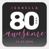 Sticker Carré Fille moderne rose 80 et stupéfiant (Devant)