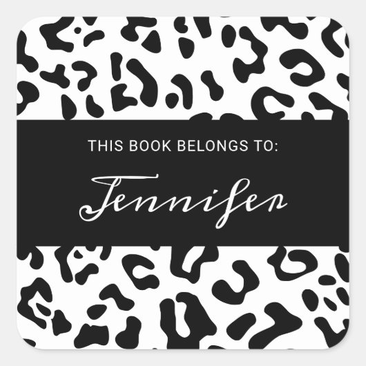 Sticker Carré Fille noir et blanc tache léopard (Devant)