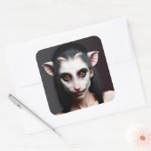 Sticker Carré Fille Opossum bizarre (Enveloppe)