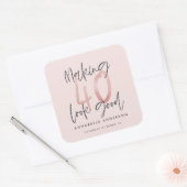 Sticker Carré Fille parties scintillant rose moderne design 40e (Enveloppe)