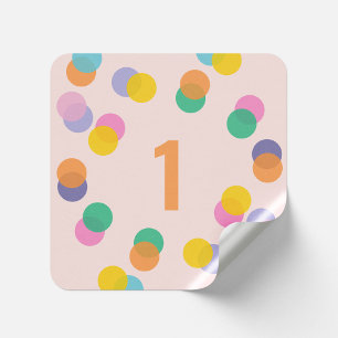 Sticker Carré Fille premier anniversaire Confetti coloré