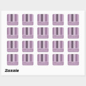 Sticker Carré Fille Purple Chevron Stripes Motif Avec Nom (Feuille)