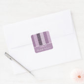 Sticker Carré Fille Purple Chevron Stripes Motif Avec Nom (Enveloppe)