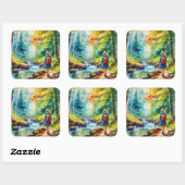 Sticker Carré Fille randonnée (Feuille)