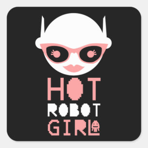 Sticker Carré Fille robot chaude