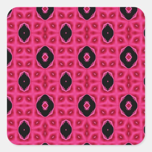 Sticker Carré Fille Rose Chaud Et Noir Motif Abstrait (Devant)