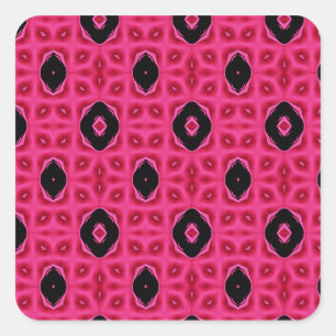 Sticker Carré Fille Rose Chaud Et Noir Motif Abstrait