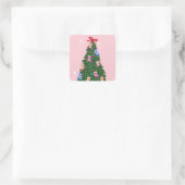 Sticker Carré Fille rose moderne Botte occidentale Noël (Sac)