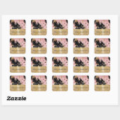 Sticker Carré Fille Rose Noir Étincelle Fille Cowhide (Feuille)